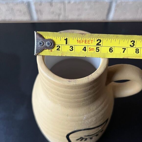 Pottery Jug Vase with Abstract Eye Handle Earthy Color Heritage Home 7.25 in H - Picture 11 of 12